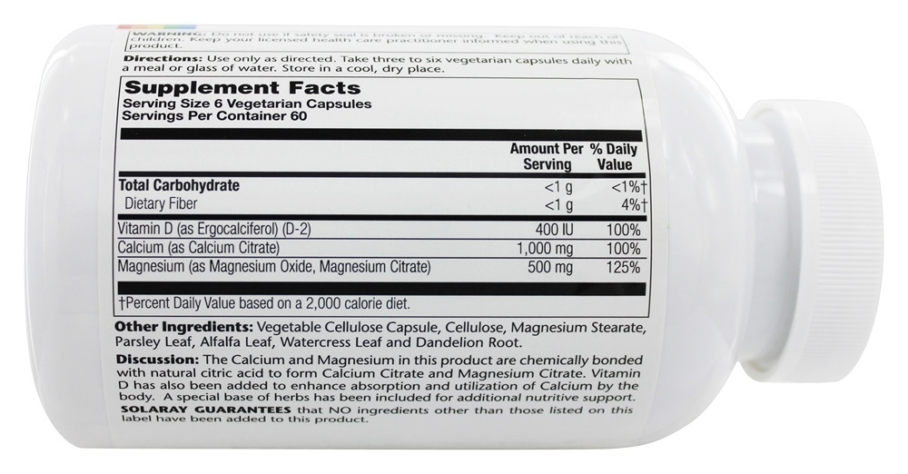Comprar Citrato Cal-Mag Com 400 Vitamina D I 2 : 1 Ratio - Cápsulas vegetarianas 360 Solaray - Imagem 2