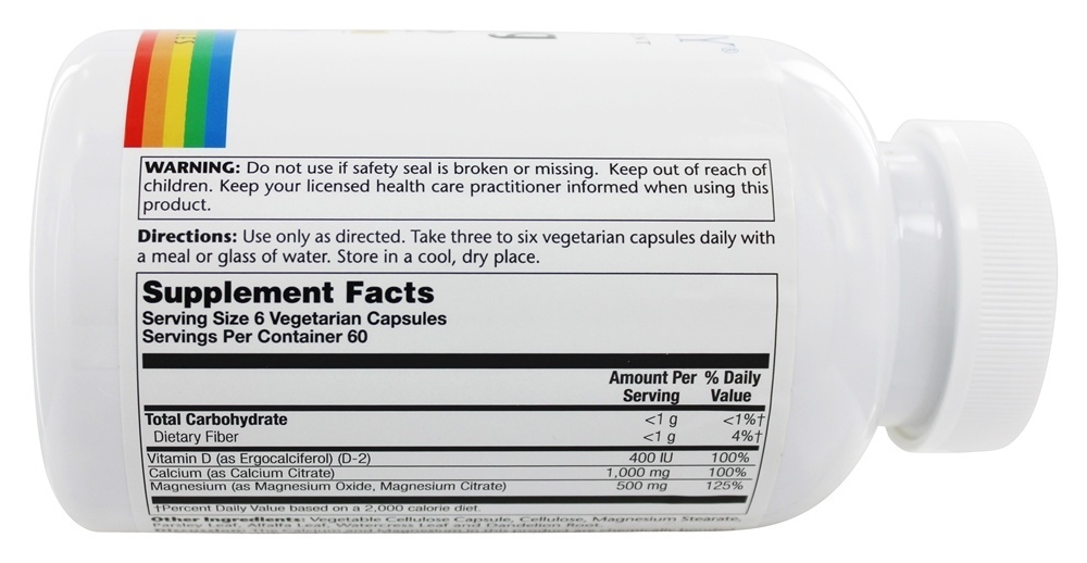 Comprar Citrato Cal-Mag Com 400 Vitamina D I 2 : 1 Ratio - Cápsulas vegetarianas 360 Solaray - Imagem 3