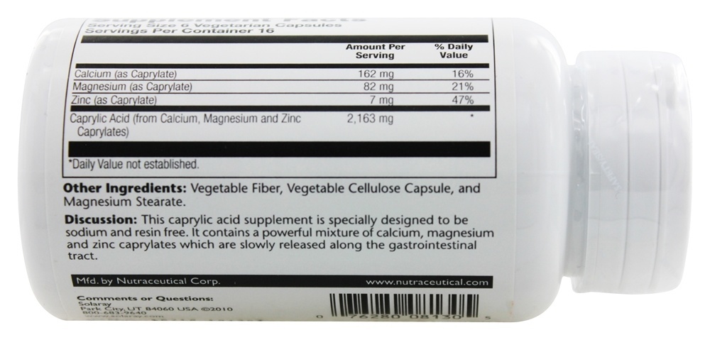 Comprar Capryl Sem Sódio & Sem Resina - Cápsulas vegetarianas 100 Solaray - Imagem 3