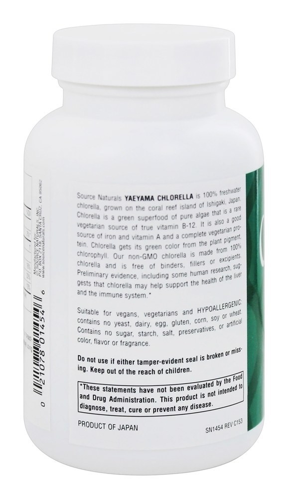 Comprar Yaeyama Chlorella 200 mg. - 600 Tablets Source Naturals - Imagem 3