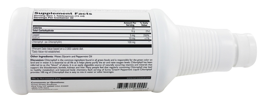 Comprar Clorofila Líquida Sabor Hortelã 100 mg. - 16.2 fl. oz. Sunny Green - Imagem 2