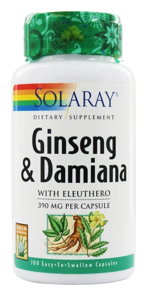 Comprar Ginseng e Damiana com Eleuthero 390 mg. - Cápsulas 100 Solaray