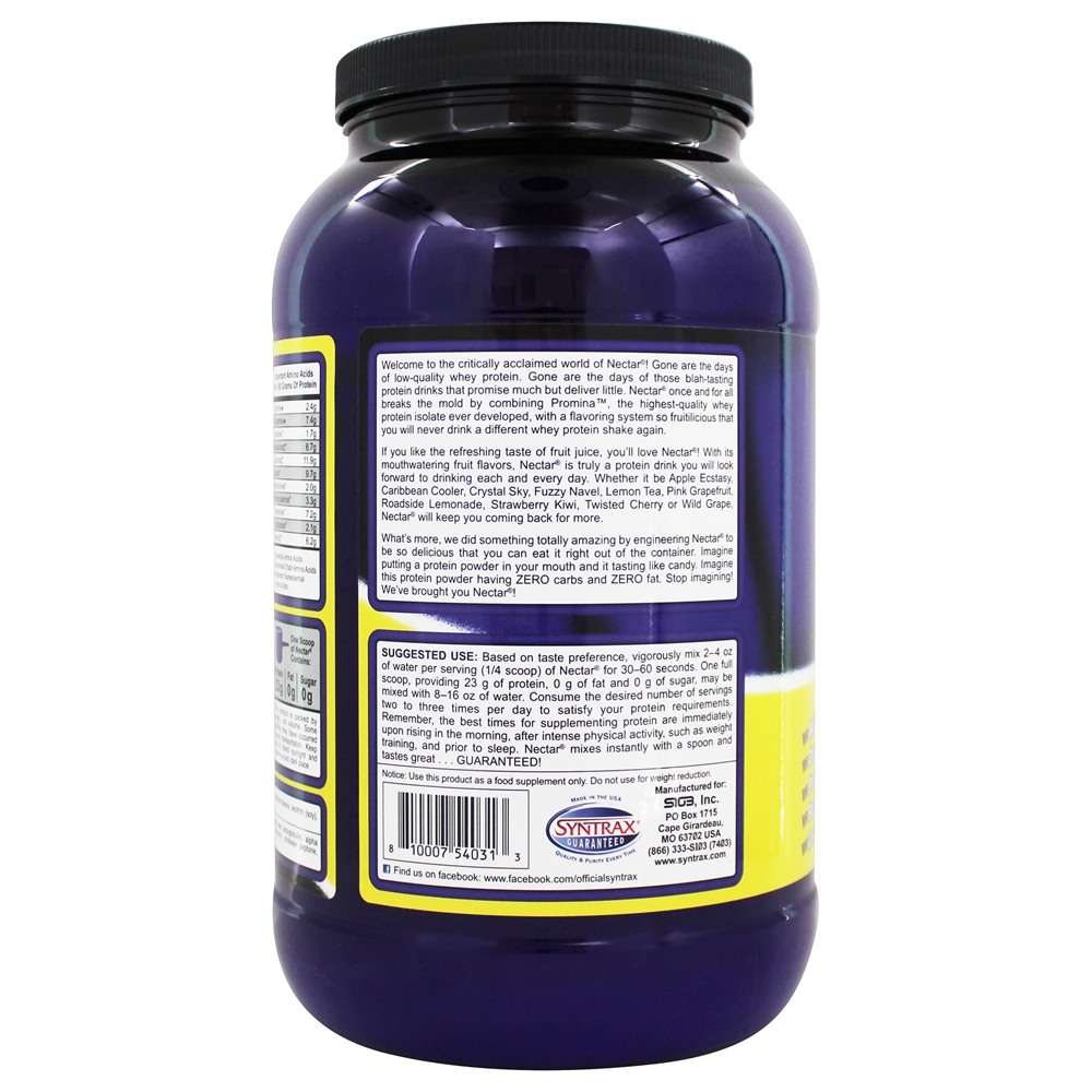 Comprar Nectar Whey Protein Isolado em pó Caribbean Cooler - 32 oz. Syntrax - Imagem 3