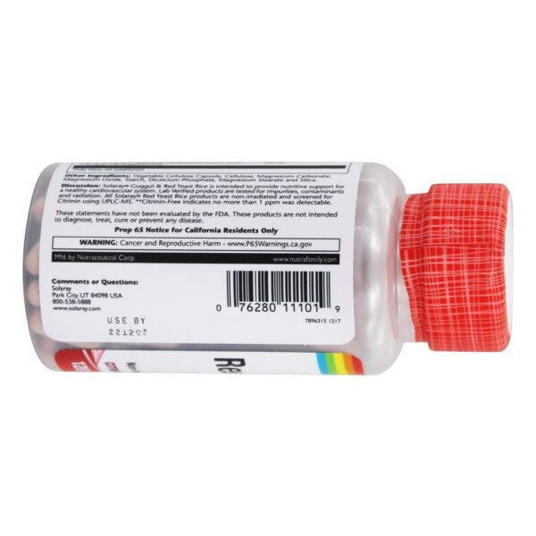 Comprar Potência Garantida de Arroz Vermelho Levemente Não-Irradiada Guggul - 120 Cápsula (s) vegetal (s) Solaray - Imagem 4