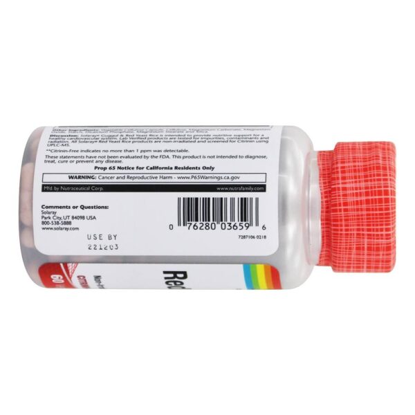 Comprar Guggul não irradiado e arroz vermelho de levedura - 60 Cápsula (s) vegetal (s) Solaray - Imagem 4