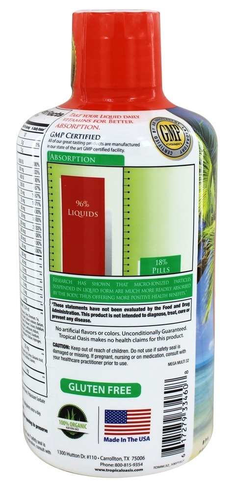 Comprar Tropical Mais Mega Múltiplo Vitamina/Mineral - 32 oz. Tropical Oasis - Imagem 3