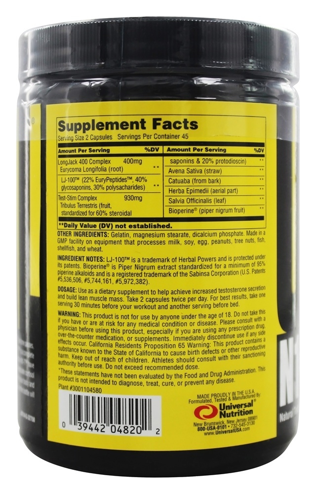Comprar Suplemento natural à testosterona N1-T - Cápsulas 90 Universal Nutrition - Imagem 2