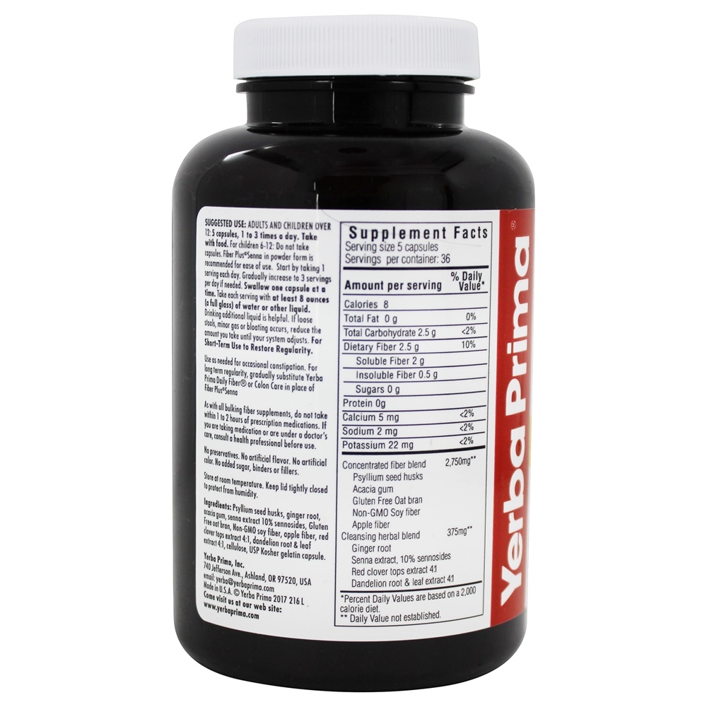 Comprar Fiber Plus Cápsulas de Sene - Cápsulas 180 Yerba Prima - Imagem 3
