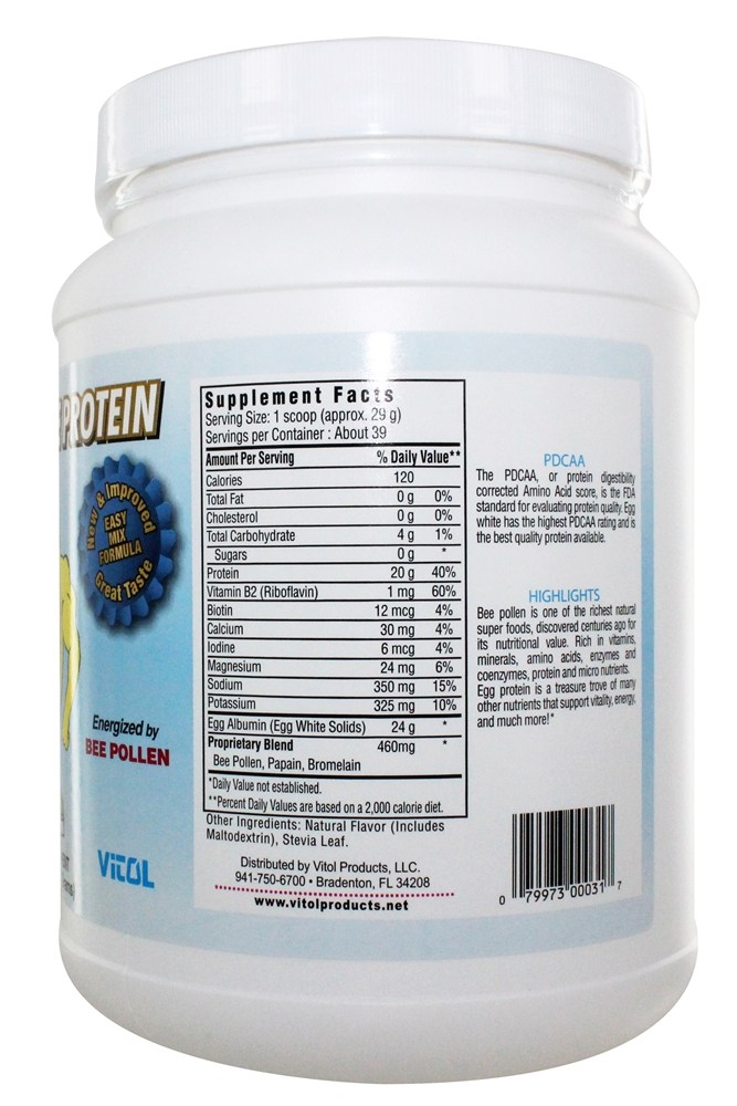 Comprar 100 % de proteína de ovo branco, sorvete de baunilha - 40 oz. Vitol - Imagem 2