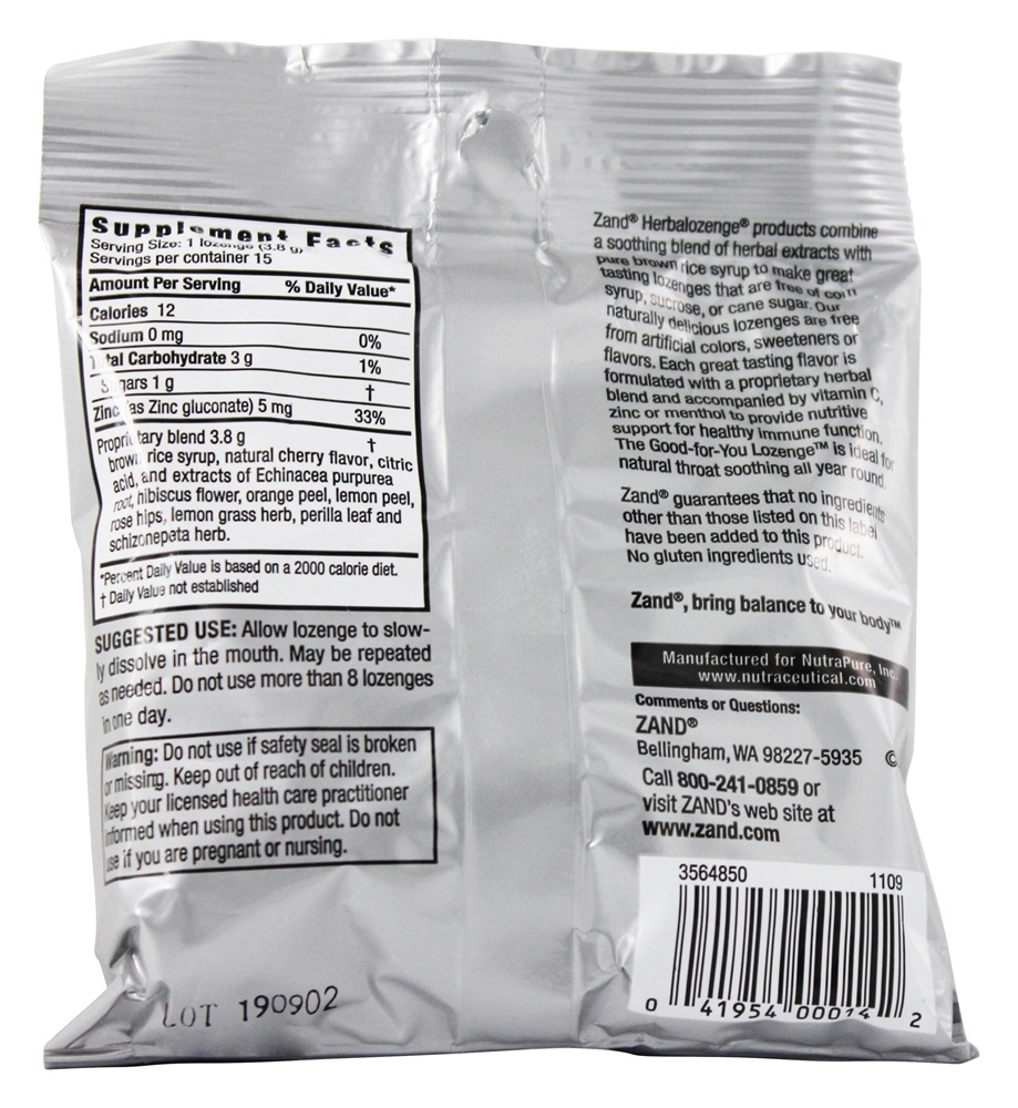 Comprar Herbalozenge Echinacea Zinco Cereja Sabor 5 mg. - 15 Pastilhas Zand - Imagem 2