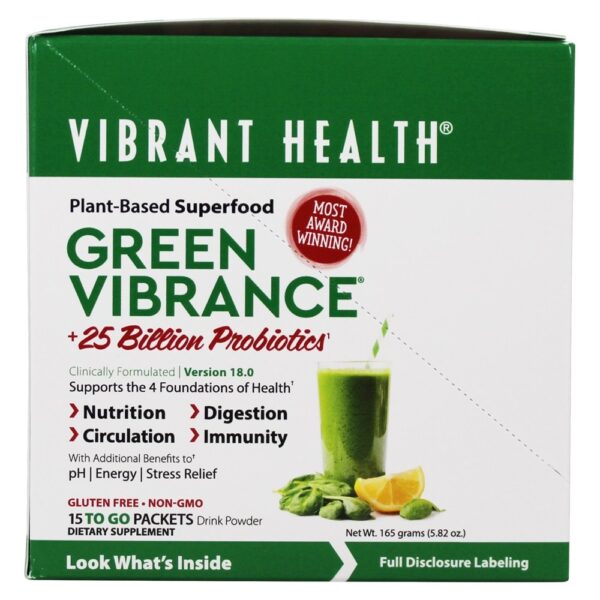 Comprar Green Vibrance Versão 18.0 Superalimento à Base de Plantas 25 Bilhões de UFC - 15 Pacotes (s) Vibrant Health - Imagem 4