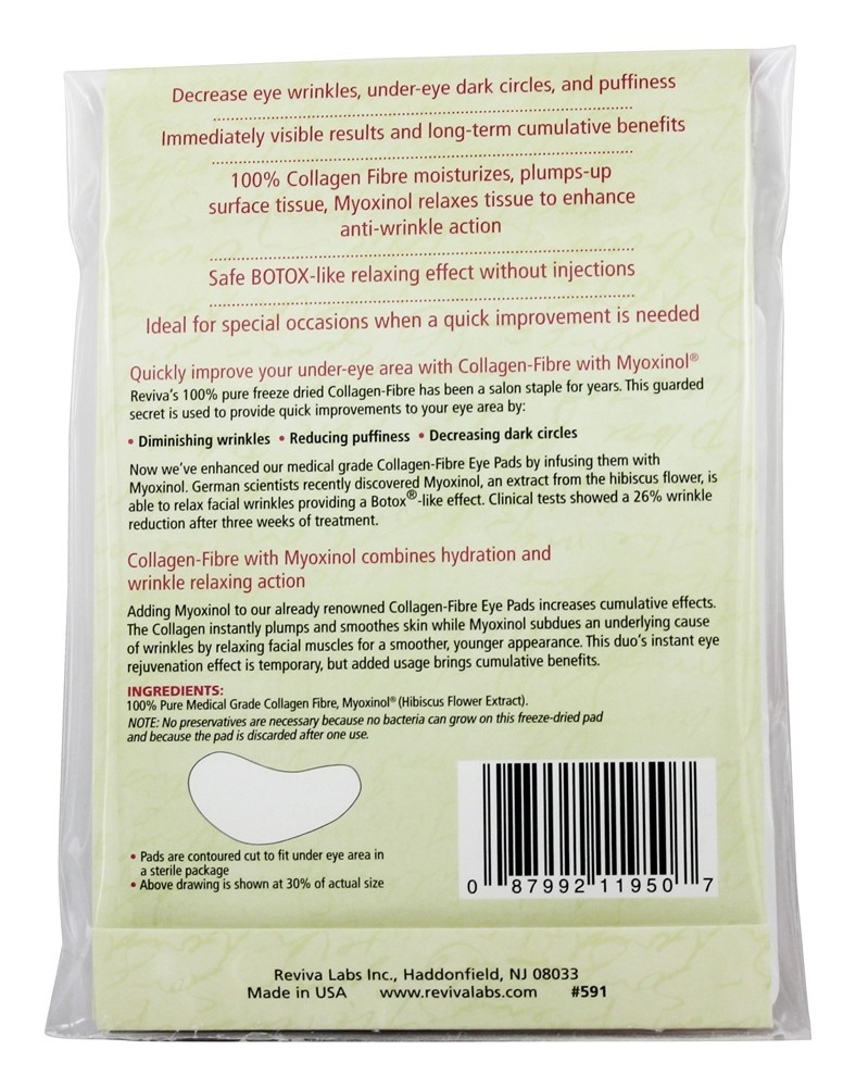 Comprar Almofadas de Olho de Fibra de Colágeno Infundidas com Myoxinol - 3 Pacote (s) Reviva Labs - Imagem 2