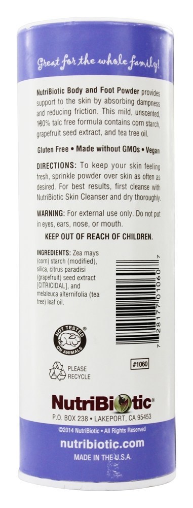 Comprar Natural Corpo & Pé Pó Unscented - 4 oz. Nutribiotic - Imagem 2