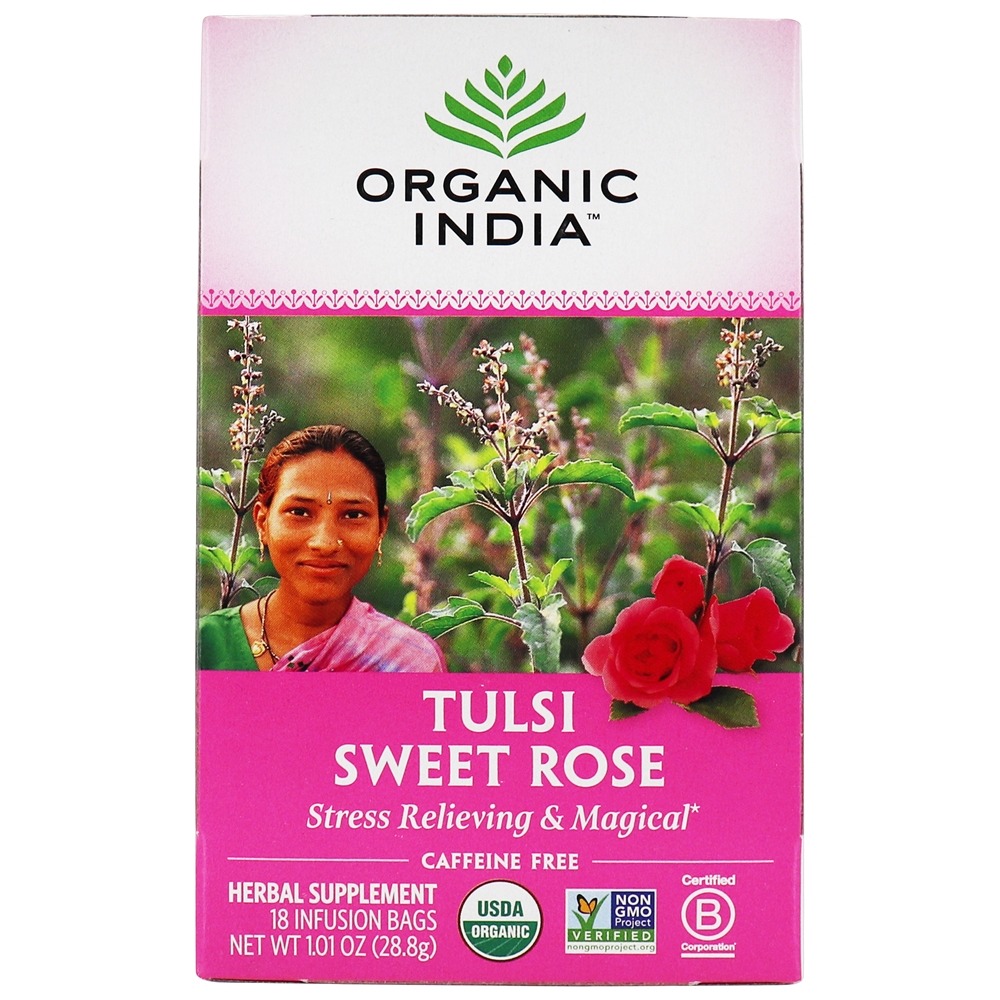 Comprar Tulsi Chá Doce Rosa - 18 Saquinhos de Chá Organic India