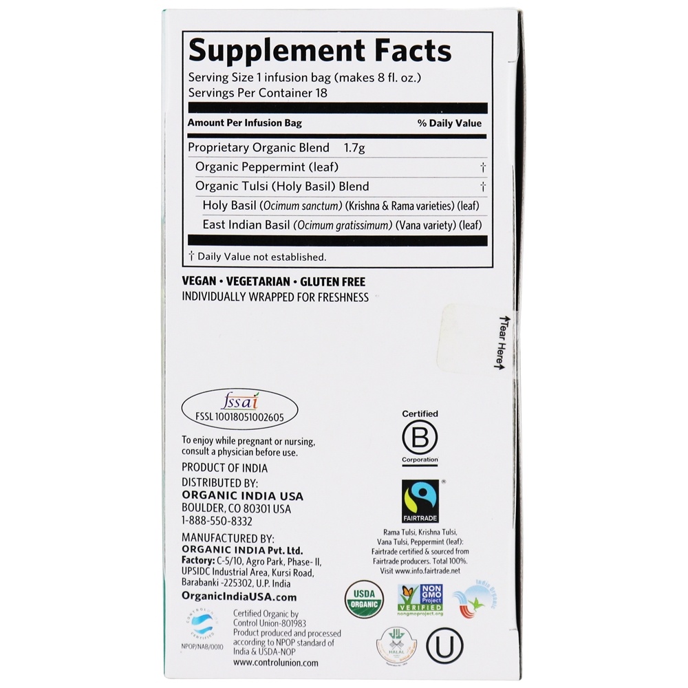 Comprar Tulsi Tea Peppermint - 18 Saquinhos de Chá Organic India - Imagem 2
