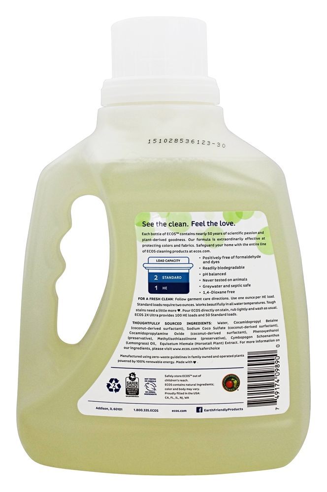 Comprar ECOS Detergente de lavanderia hipoalergênico com amaciantes de tecido embutidos 100 Loções de erva-de-limão - 100 fl. oz. Earth Friendly - Imagem 2