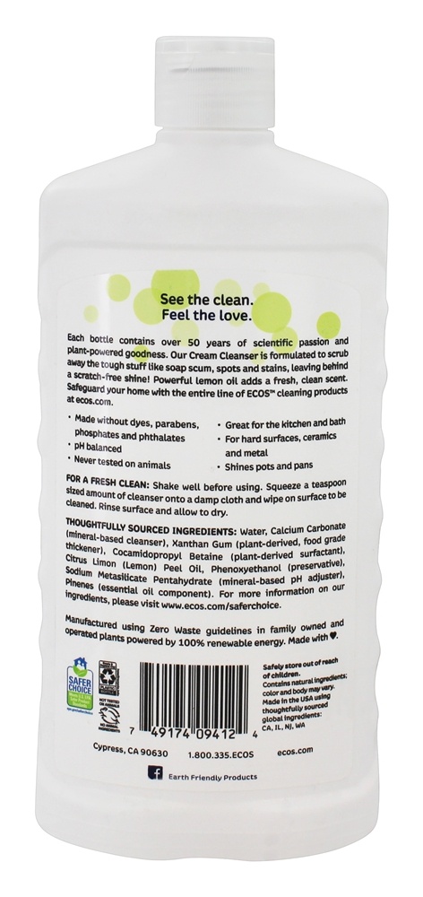 Comprar ECOS Creme Limpador Esfoliante Pesado & Polonês Limão Natural - 24 oz. Earth Friendly - Imagem 2