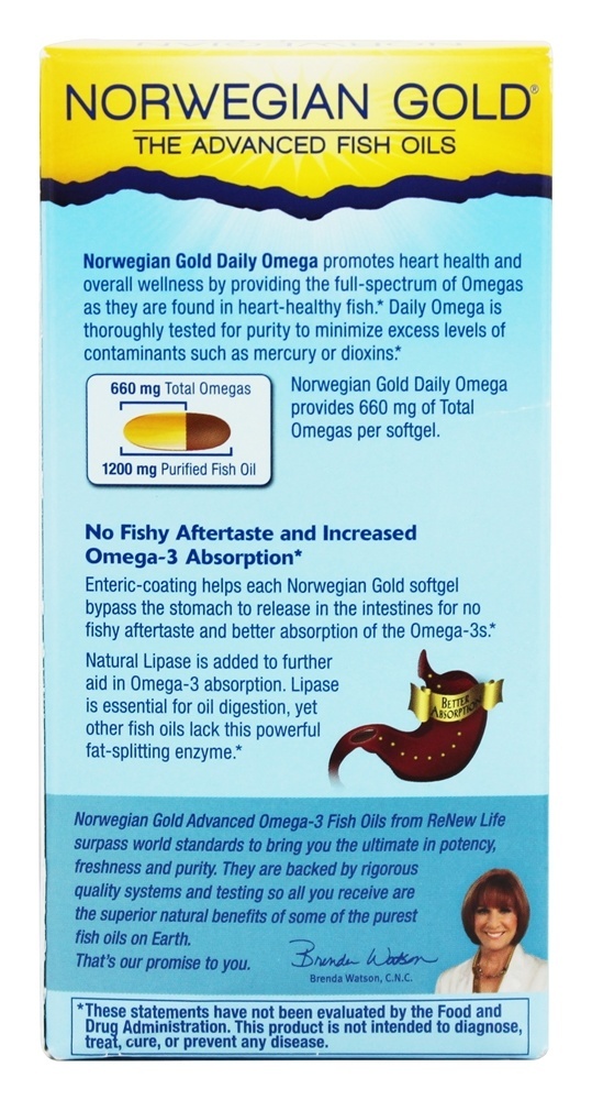 Comprar Óleo de peixe norueguês Ultimate Gold Omega 1200 mg. - 60 Softgel (s) de peixe Renew Life - Imagem 3