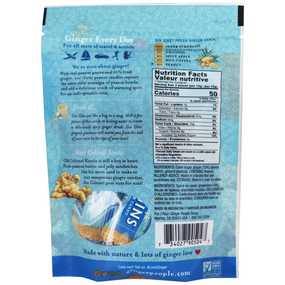 Comprar Gin Gins Sabor de amendoim e gengibre em borracha - 3 oz. Ginger People - Imagem 2