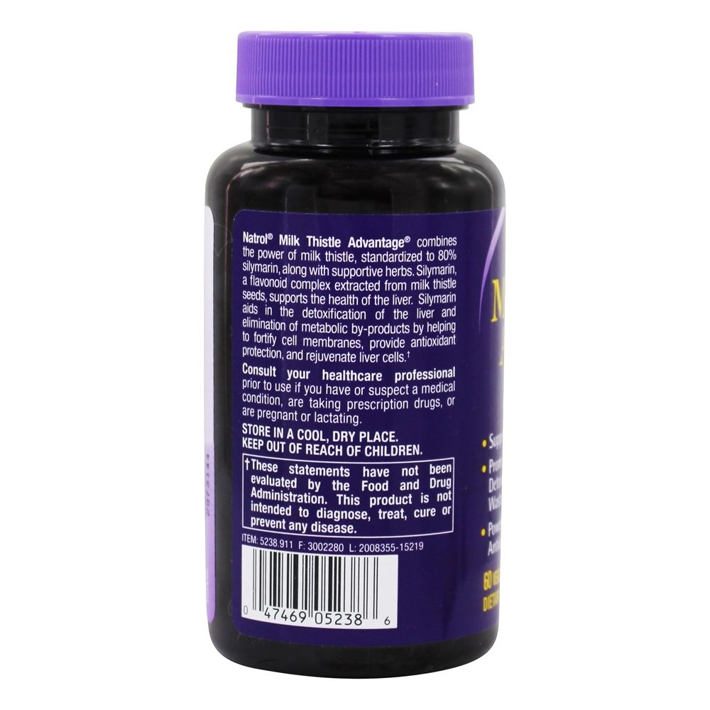 Comprar Vantagem do Milk Thistle 525 mg. - Cápsulas vegetarianas 60 Natrol - Imagem 3