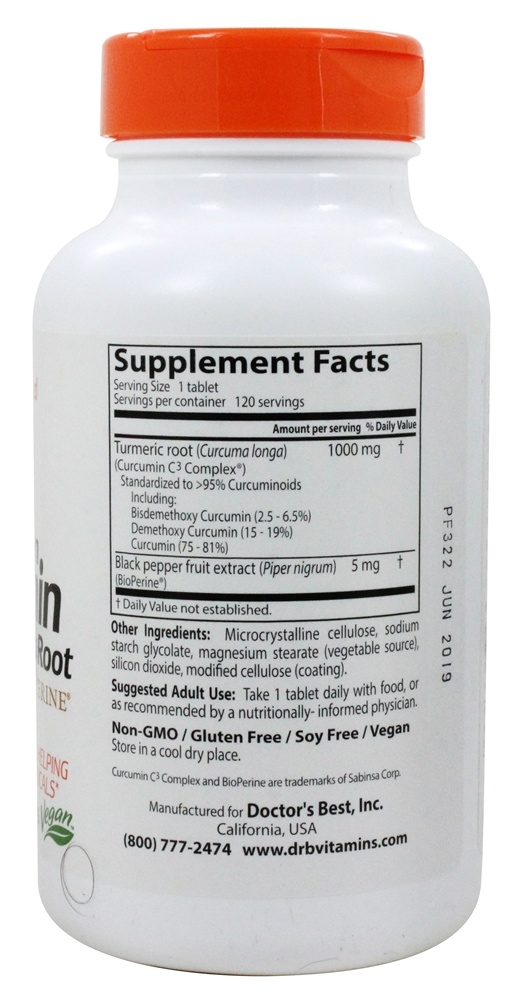 Comprar Curcumina de Alta Absorção da Raiz de Curcuma 1000 mg. - 120 Tablets Doctor's Best - Imagem 2