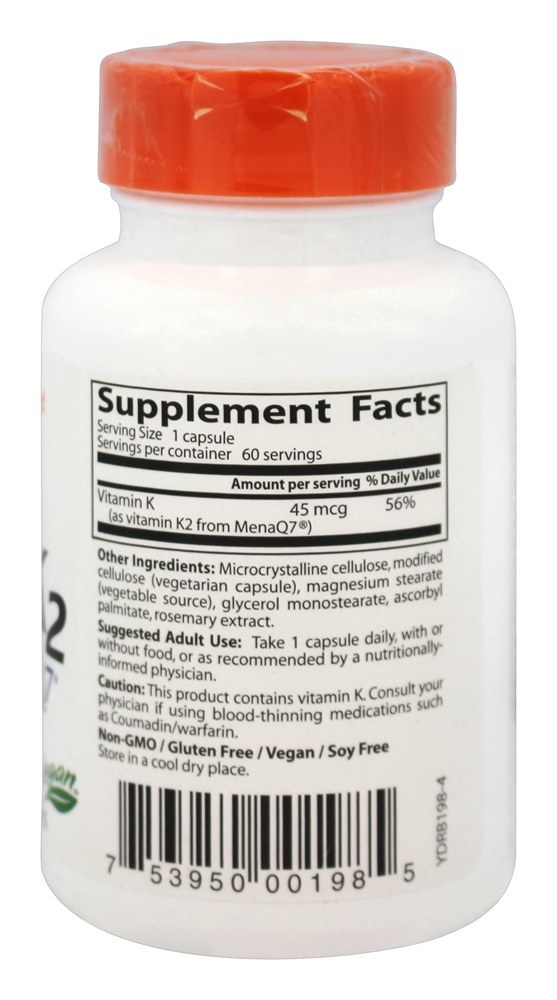 Comprar Vitamina K2 MK7 Natural com MenaQ7 45 mcg. - Cápsulas vegetarianas 60 Doctor's Best - Imagem 2