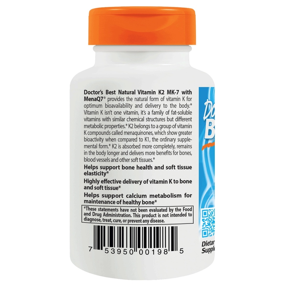 Comprar Vitamina K2 MK7 Natural com MenaQ7 45 mcg. - Cápsulas vegetarianas 60 Doctor's Best - Imagem 3