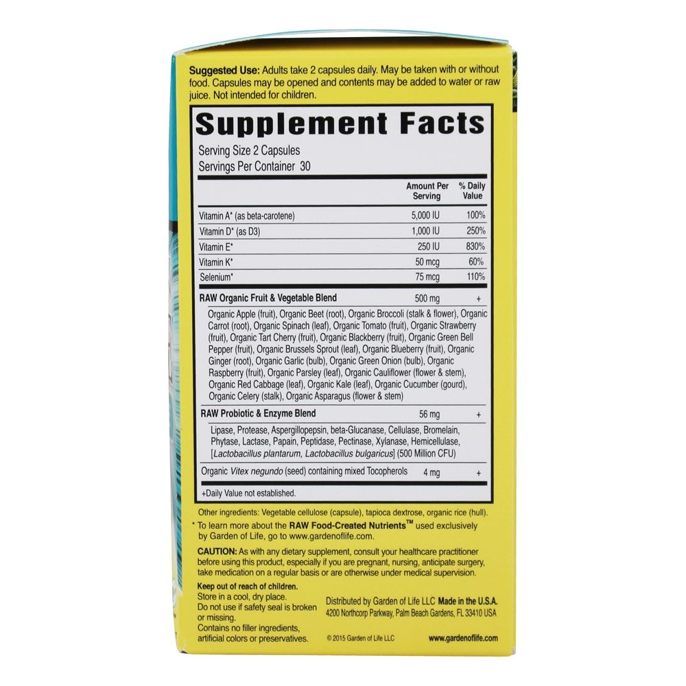 Comprar Vitamina Código CRU Vitamina E - Cápsulas vegetarianas 60 Garden of Life - Imagem 2