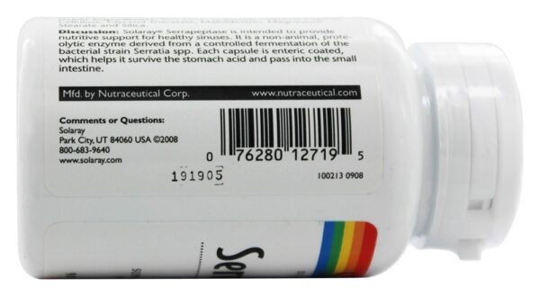 Comprar Serrapeptase Entra Coated 10 mg. - Cápsulas vegetarianas 90 Solaray - Imagem 4