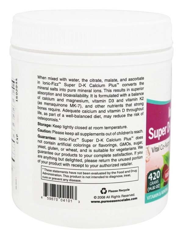 Comprar Ionic-Fizz Super D-K Cálcio Plus Sabor Limonada de Framboesa - 14.82 oz. Pure Essence Labs - Imagem 4