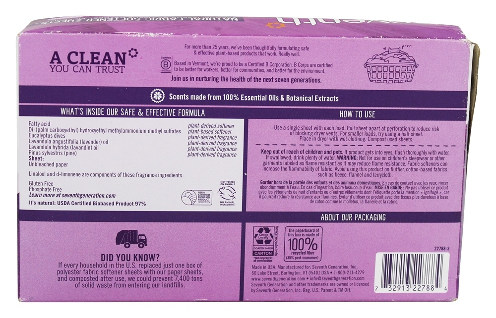Comprar Sheets Tecido Natural Eucalipto e Lavanda Azuis - 80 Planilha (s) Seventh Generation - Imagem 2