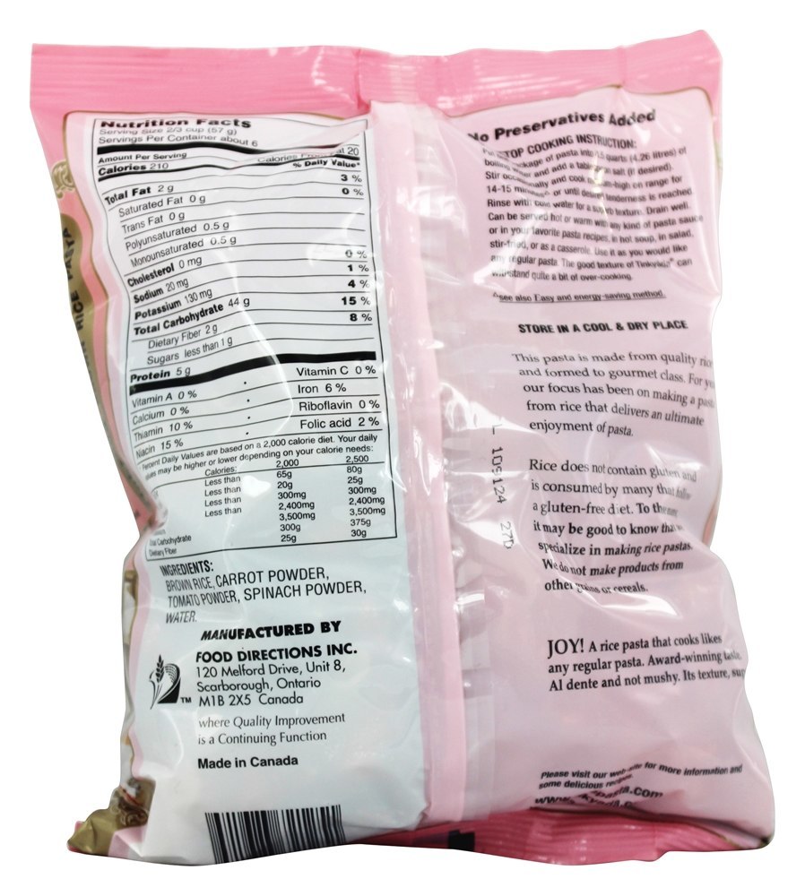 Comprar Macarrão de Arroz Integral Espirais Vegetais - 12 oz. Tinkyada Pasta - Imagem 2