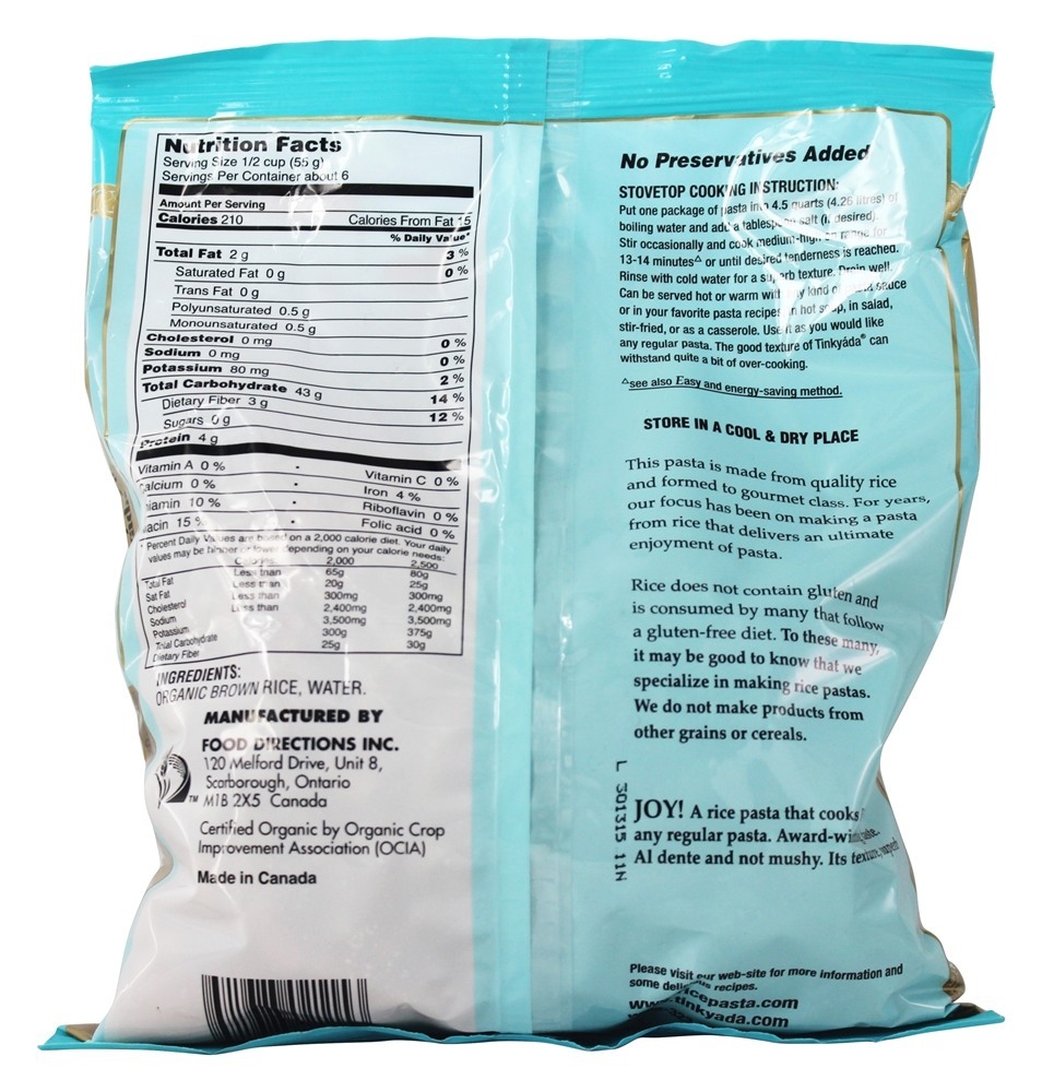 Comprar Arroz Integral Macarrão Penne Orgânico - 12 oz. Tinkyada Pasta - Imagem 2