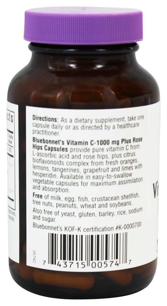 Comprar Vitamina C-1000 mg Mais Rose Hips - Cápsulas vegetarianas 90 Bluebonnet Nutrition - Imagem 3
