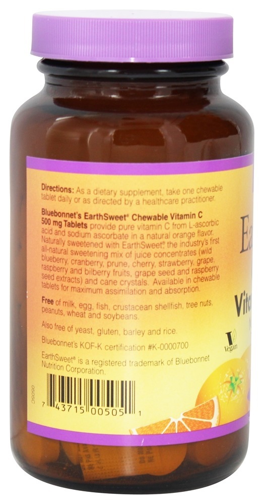 Comprar Terra Doce Mastigável Vitamina C Natural Laranja Sabor 500 mg. - 90 comprimidos mastigáveis Bluebonnet Nutrition - Imagem 3