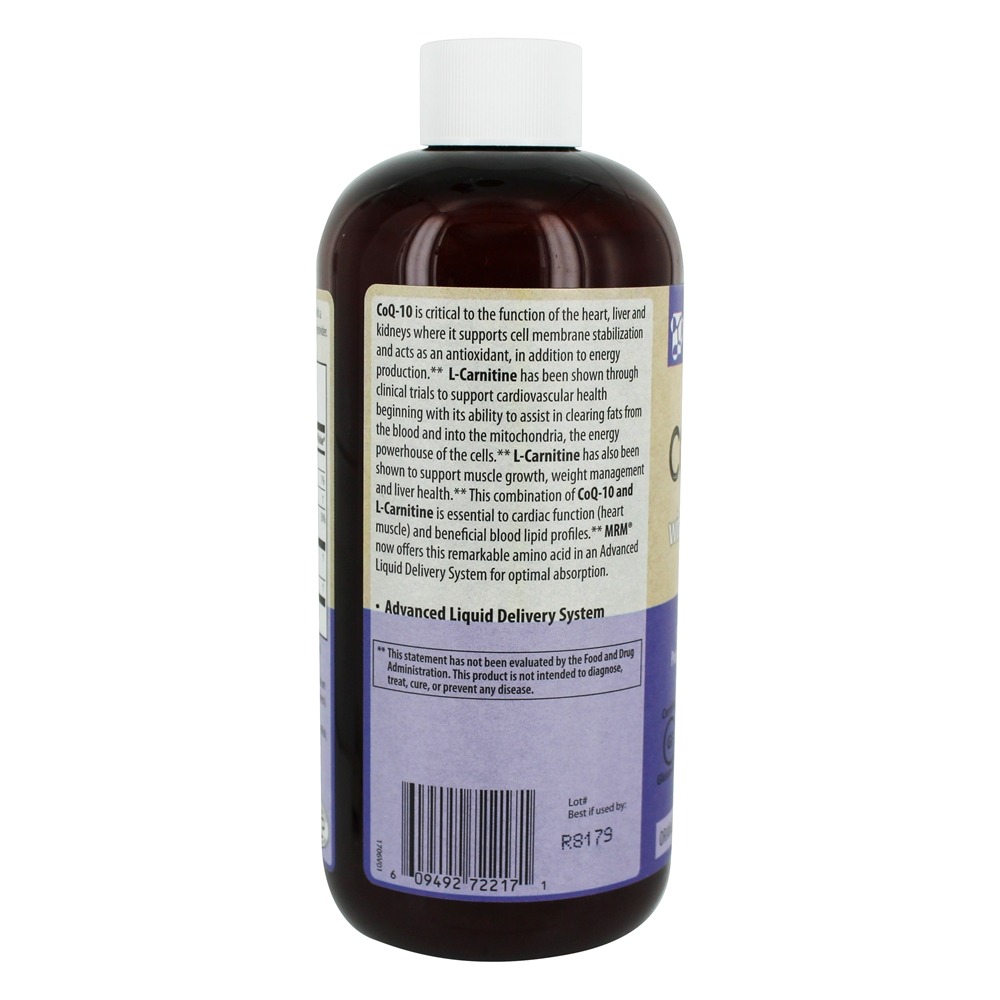 Comprar CoQ-10 Liquid 100mg com L-Carnitina 1000mg para Saúde Cardiovascular Laranja-Baunilha 100 mg. - 16 fl. oz. MRM - Imagem 3