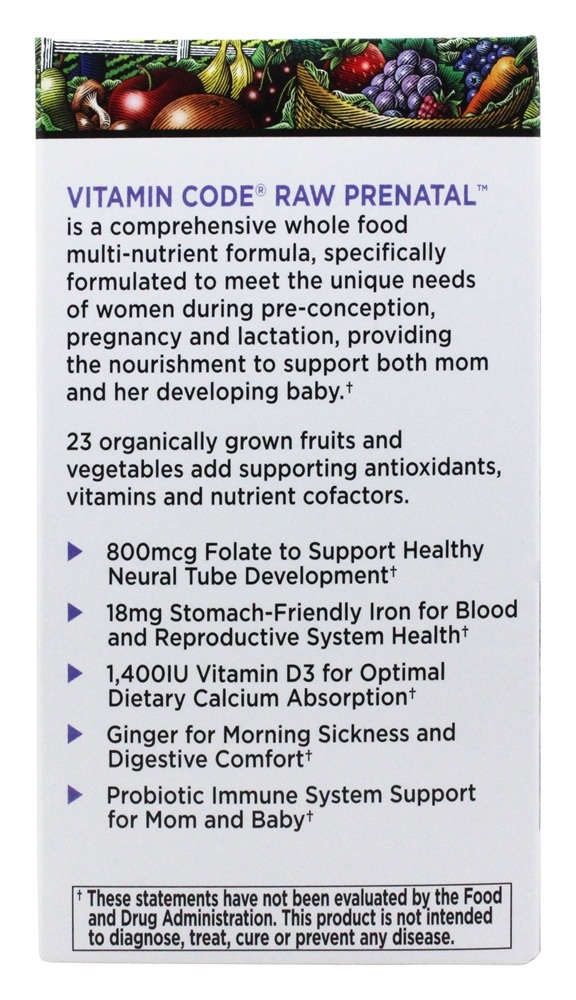 Comprar Código Vitamina RAW Pré-natal Multi - Cápsulas vegetarianas 90 Garden of Life - Imagem 4
