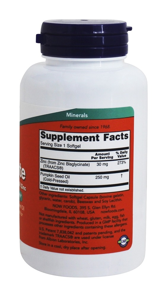 Comprar Glicinato de Zinco - 120 Softgels NOW Foods - Imagem 2