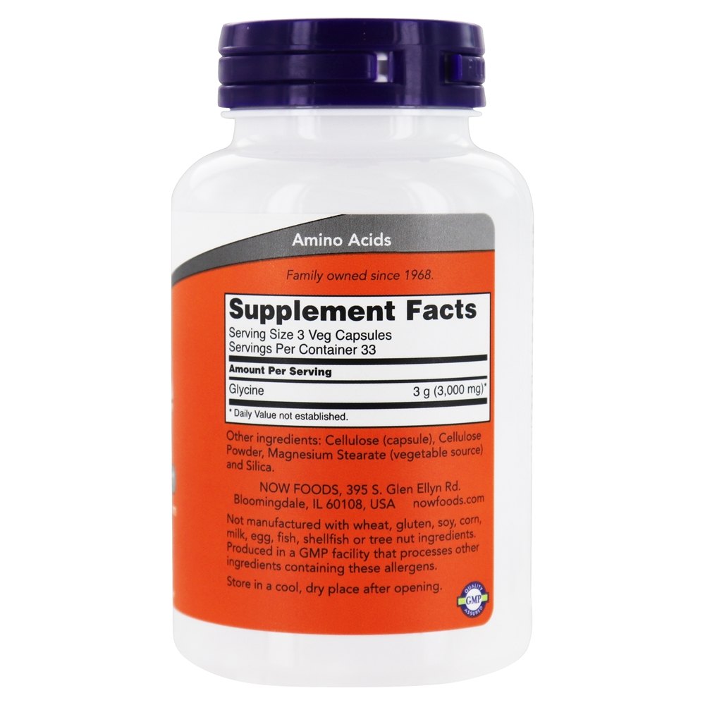 Comprar Glicina 1000 mg. - 100 Cápsula (s) vegetal (s) NOW Foods - Imagem 2