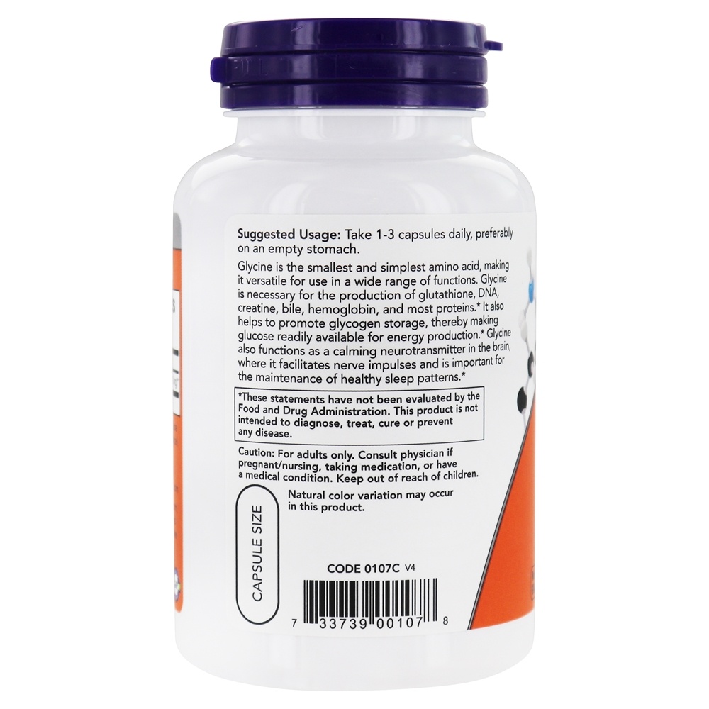 Comprar Glicina 1000 mg. - 100 Cápsula (s) vegetal (s) NOW Foods - Imagem 3