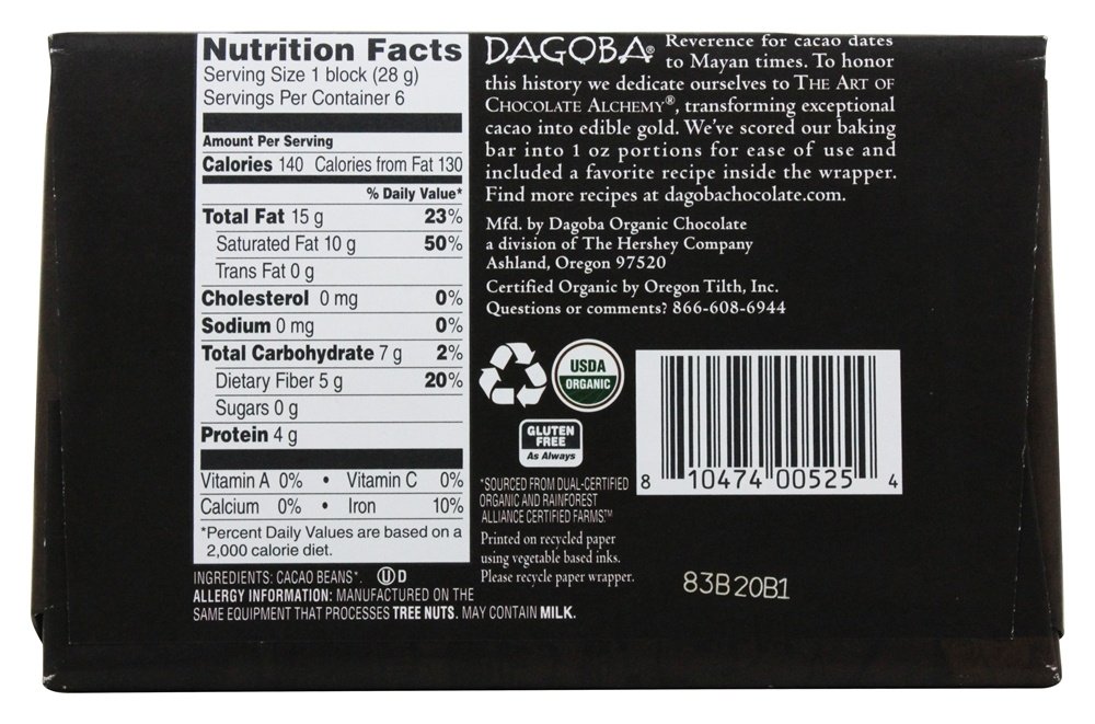 Comprar Chocolate sem açúcar para cozer 100 % Cacao - 6 oz. Dagoba Organic Chocolate - Imagem 2