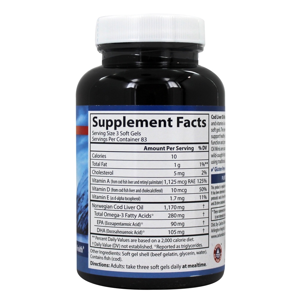 Comprar Óleo de Fígado de Bacalhau 280 mg. - 250 Softgels Carlson Labs - Imagem 2