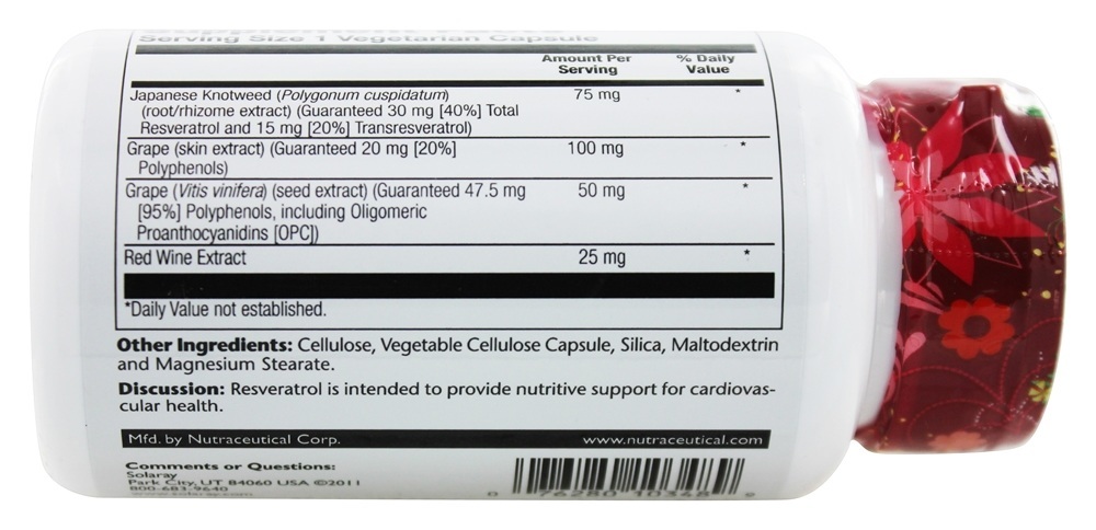 Comprar Potência Garantida Resveratrol Knotweed Japonês 75 mg. - Cápsulas vegetarianas 60 Solaray - Imagem 3