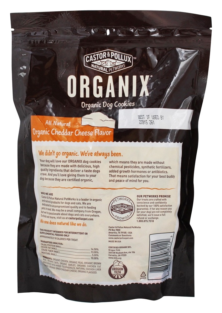 Comprar Organix Cookies Orgânicos para Cães Cheddar Sabor a Queijo - 12 oz. Castor & Pollux - Imagem 2