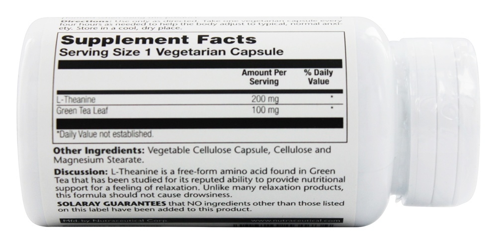 Comprar L-Teanina Fórmula Anti-Stress 200 mg. - Cápsulas vegetarianas 90 Solaray - Imagem 2