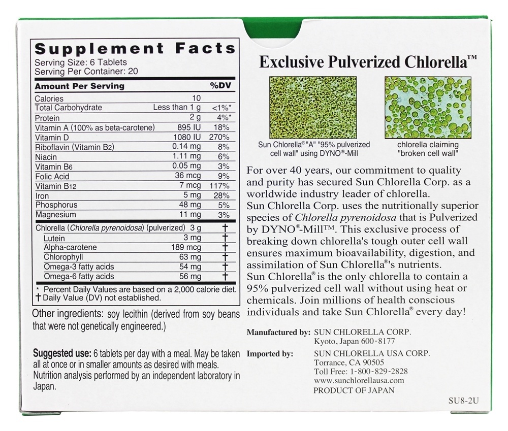 Comprar Sun Chlorella "A" Suplemento Dietético 500 mg. - 120 Tablets Sun Chlorella - Imagem 2