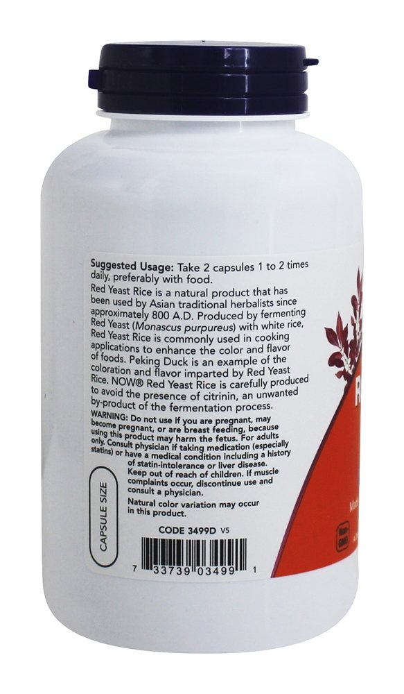 Comprar Arroz de fermento vermelho 600 mg. - 240 Cápsula (s) vegetal (s) NOW Foods - Imagem 3