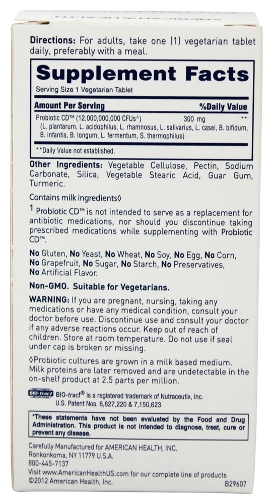 Comprar Probiótico CD Sistema de Liberação Intestinal 12 Bilhões de UFC - 60 Comprimidos vegetarianos American Health - Imagem 2