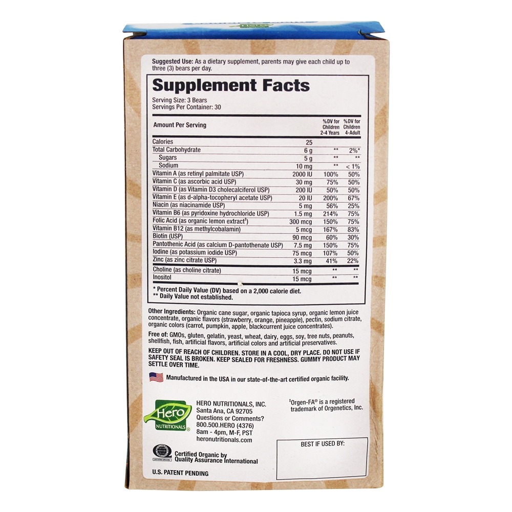 Comprar Yummi Bears Organics Multivitamínico Completo - 90 Gummies Hero Nutritionals Products - Imagem 3