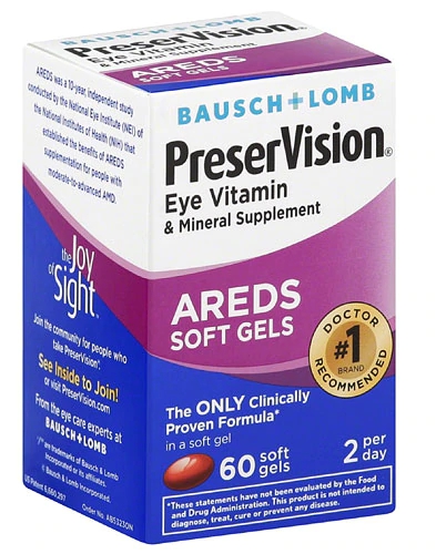 Comprar Bausch & Lomb PreserVision Eye Vitamin and Mineral Supplement AREDS Softgel Formula -- 60 Softgels